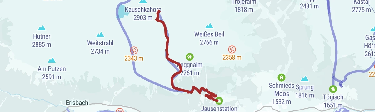Route map: Skitour Weißes Beil 2.766m / Kauschkahorn 2.902m